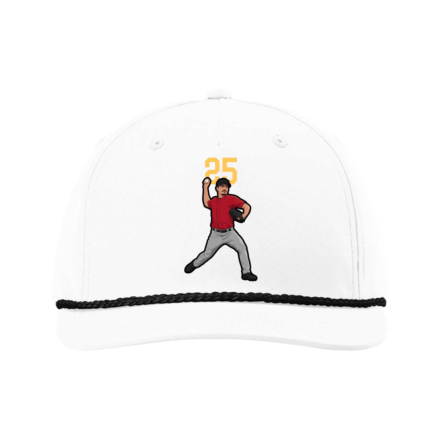Five-Panel Classic Rope Cap — Number Top in White