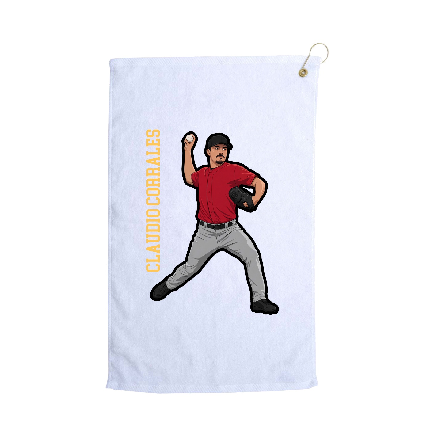 Golf Towel — Name Vertical in White
