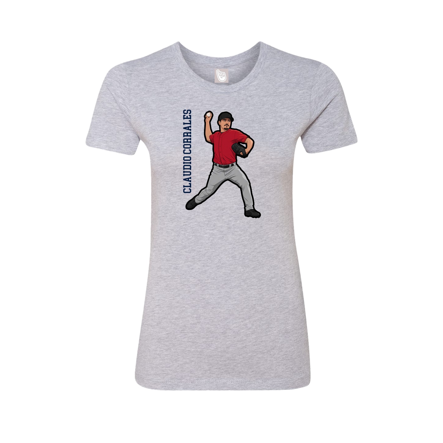 Fitted Women's Tee — Name Vertical in Grey