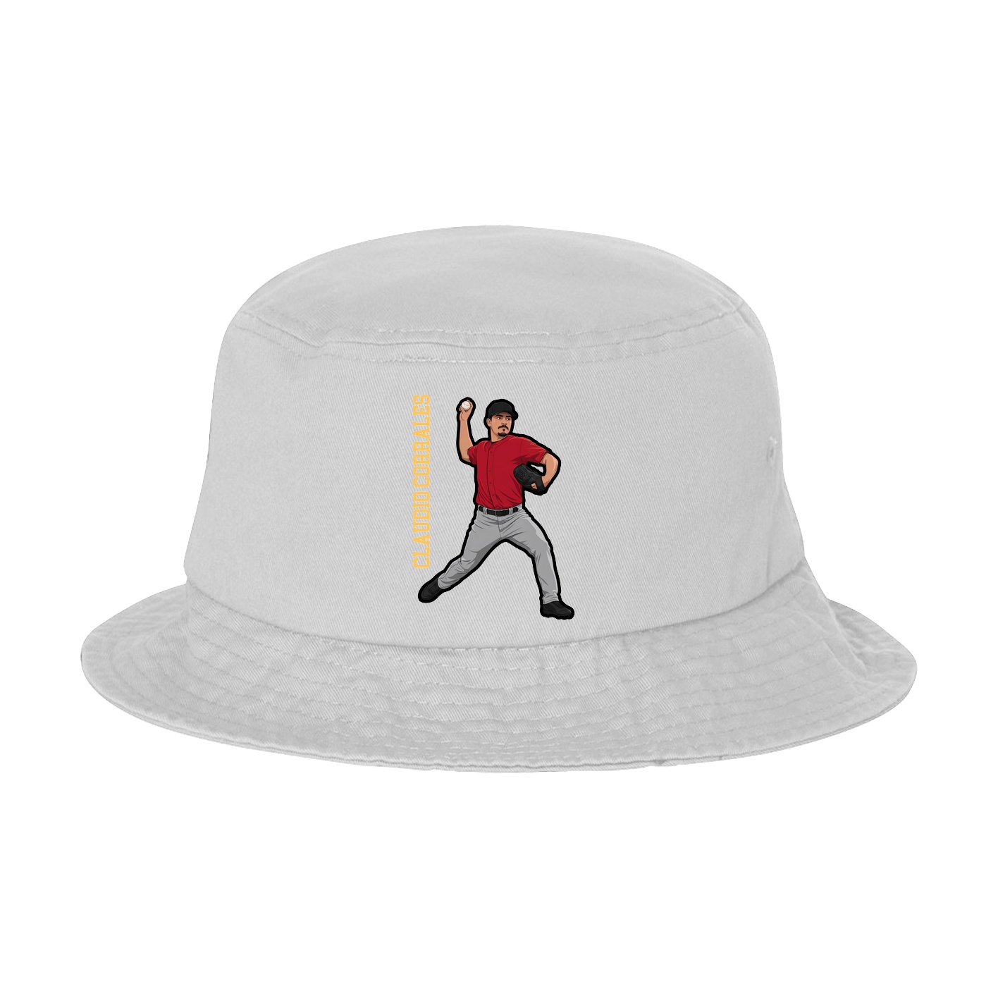 Bucket Cap — Name Vertical in White