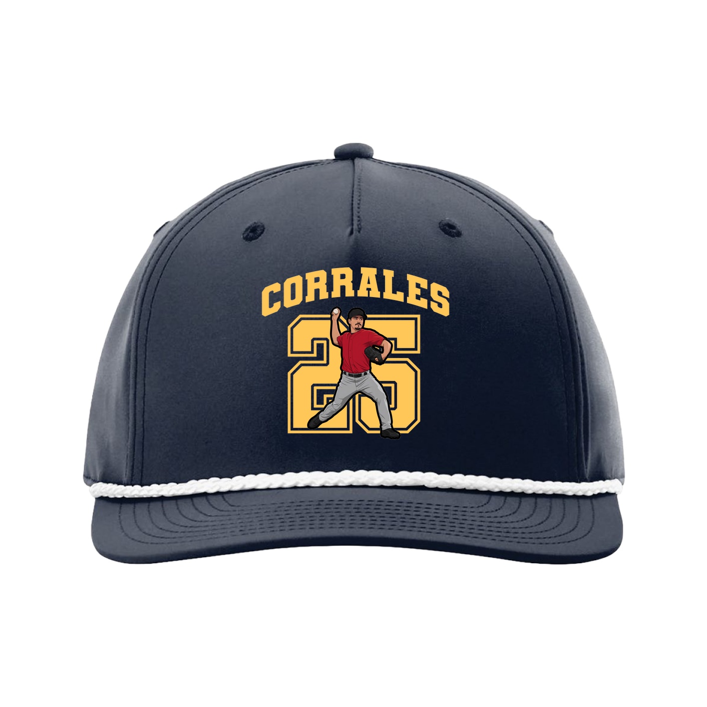 Five-Panel Classic Rope Cap — Number in Navy