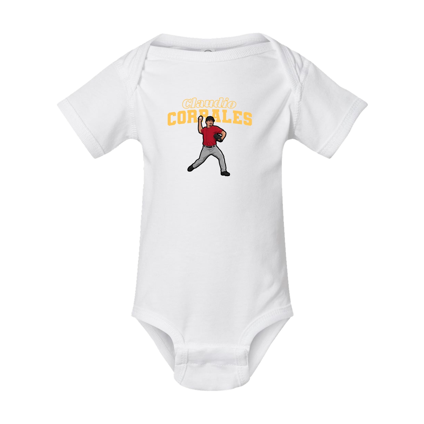 Baby Onesie — Name Arch in White