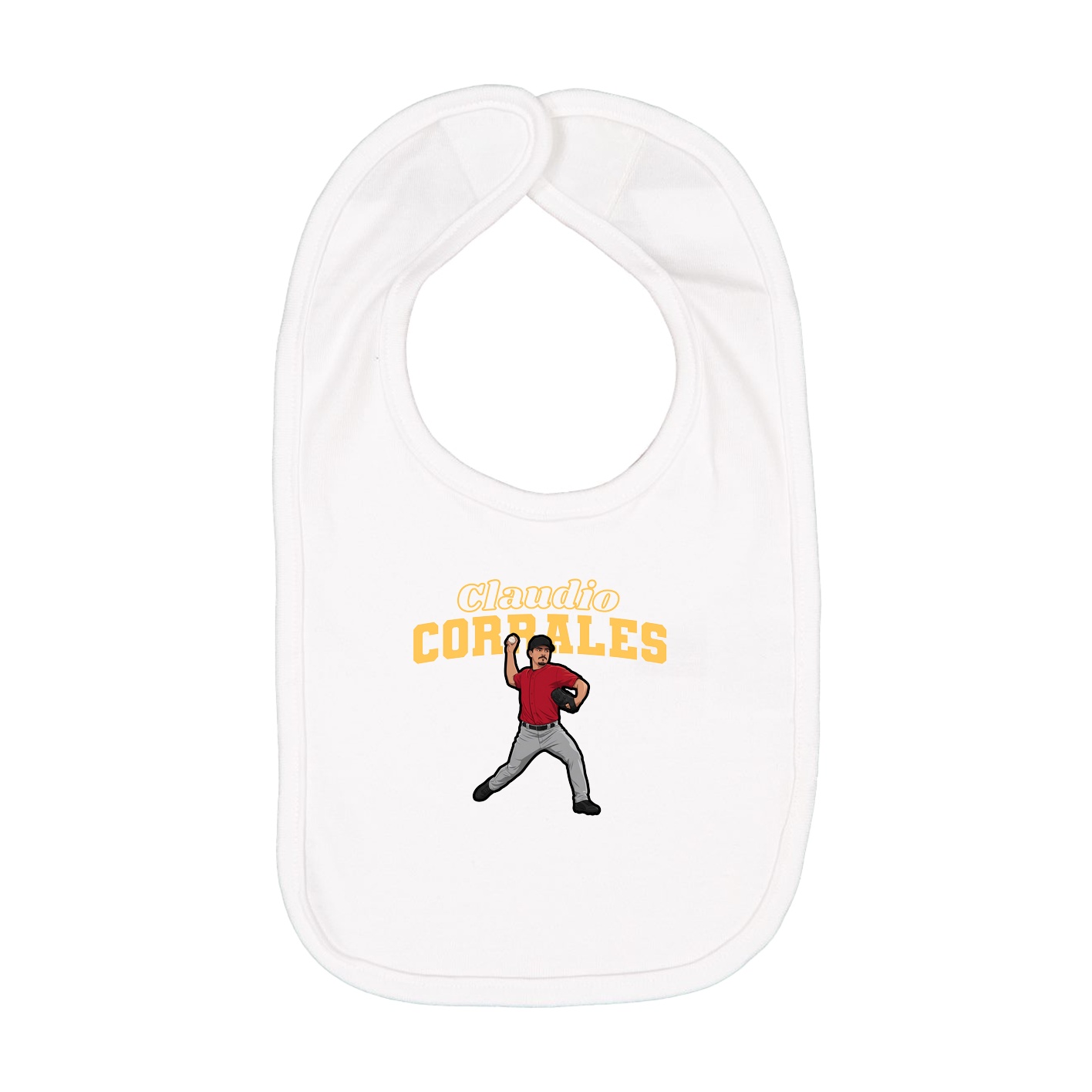 Infant Bib — Name Arch in White