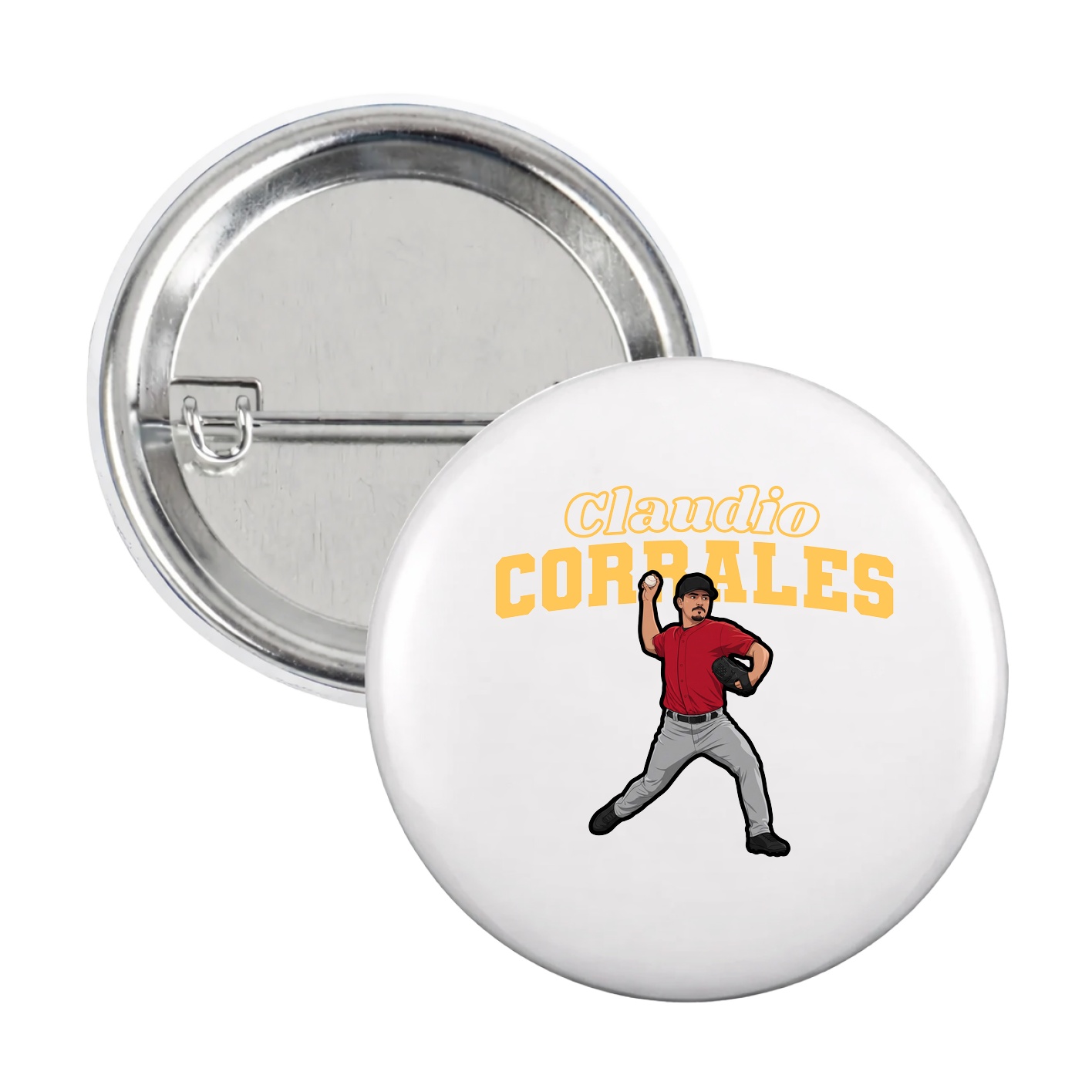 Game Day Button — Name Arch in White