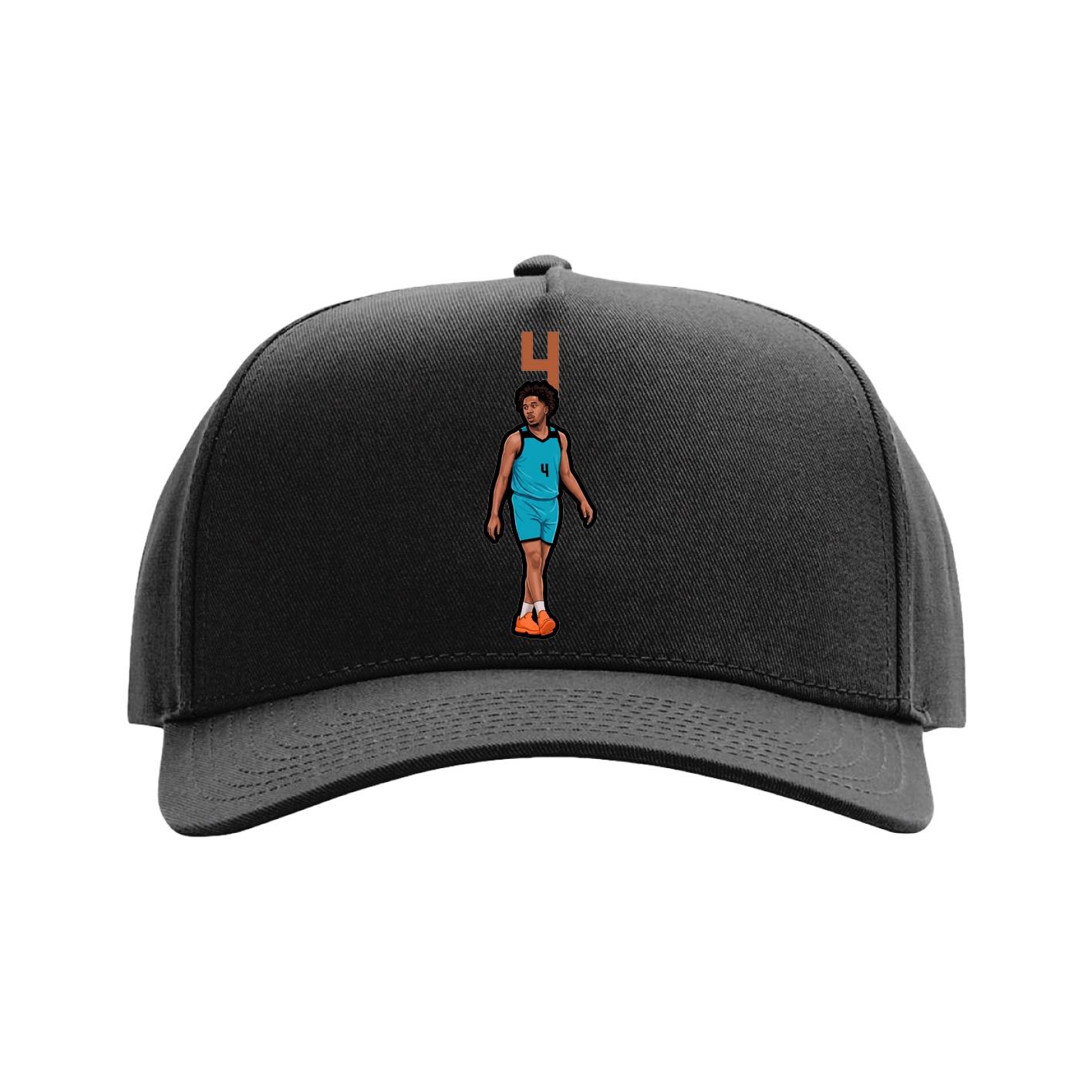 Full Fabric Five-Panel Champ Cap — Number Top in Black