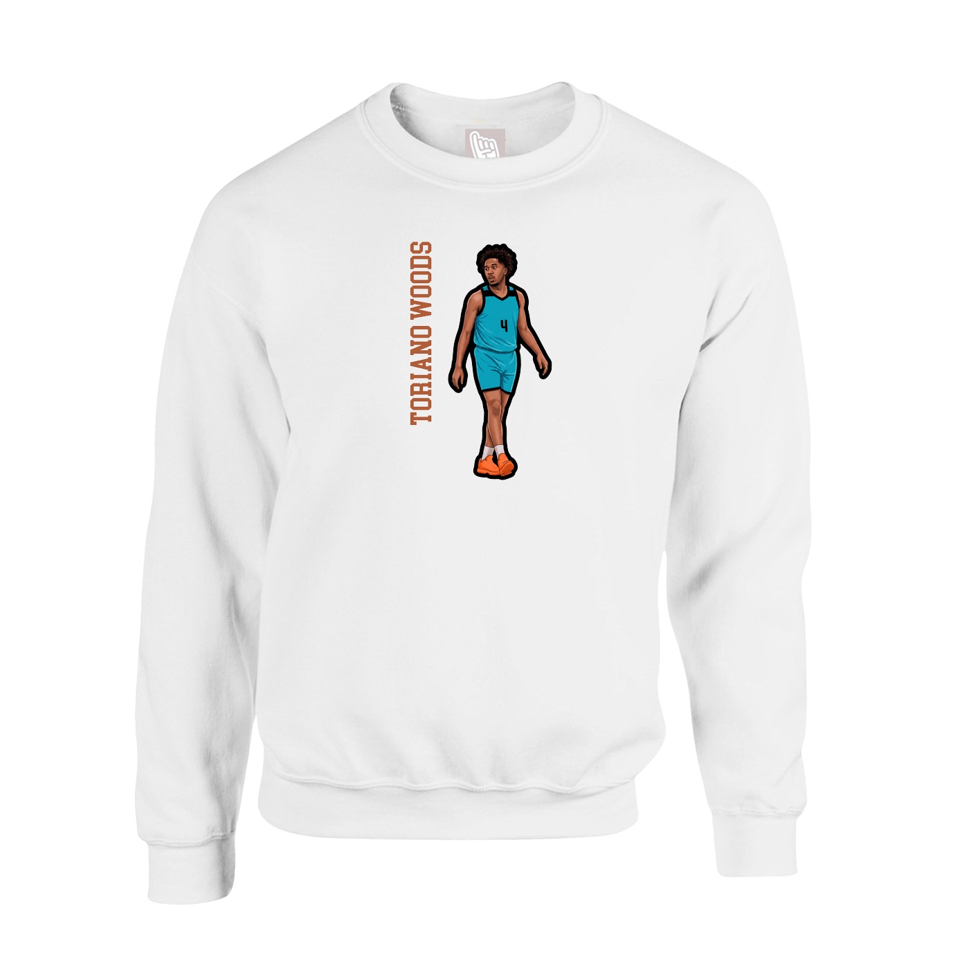 Fleece Crew — Name Vertical in White