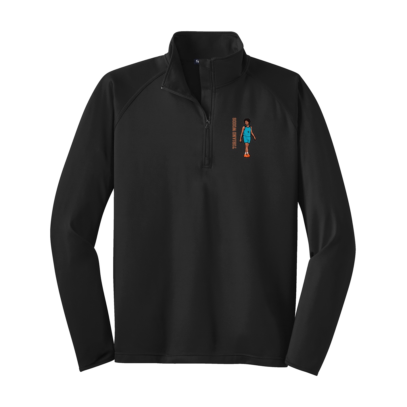 Q-Zip Pullover — Name Vertical in Black