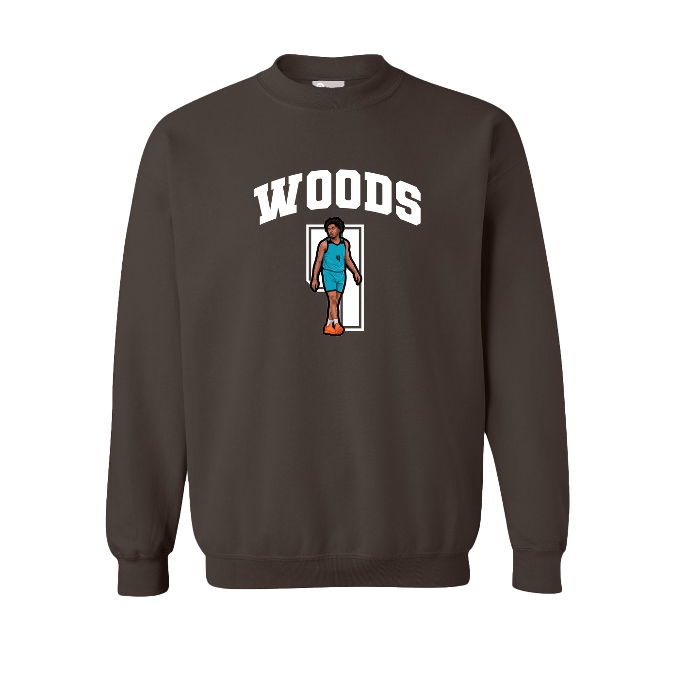 Fleece Crew — Number in Brown