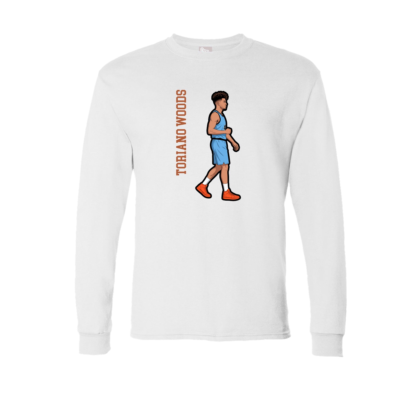 Long Sleeve Tee — Name Vertical in White