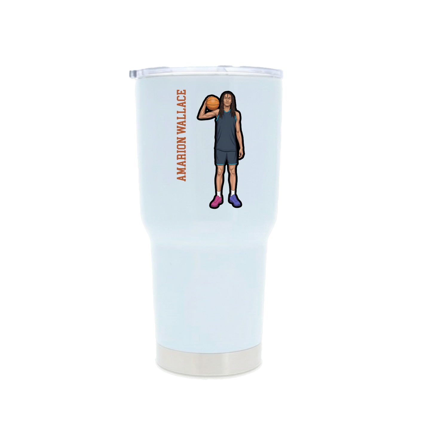 30oz Stainless Steel Tumbler — Name Vertical in White