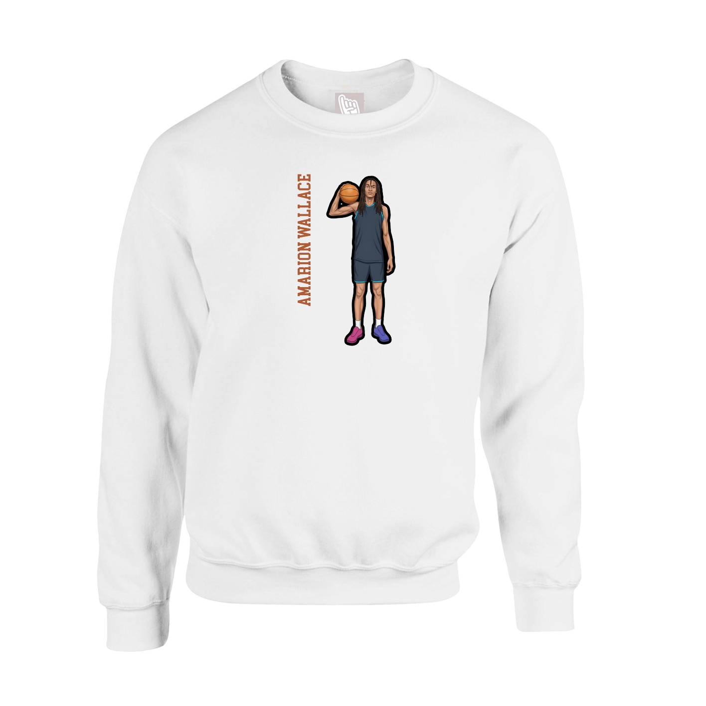 Fleece Crew — Name Vertical in White