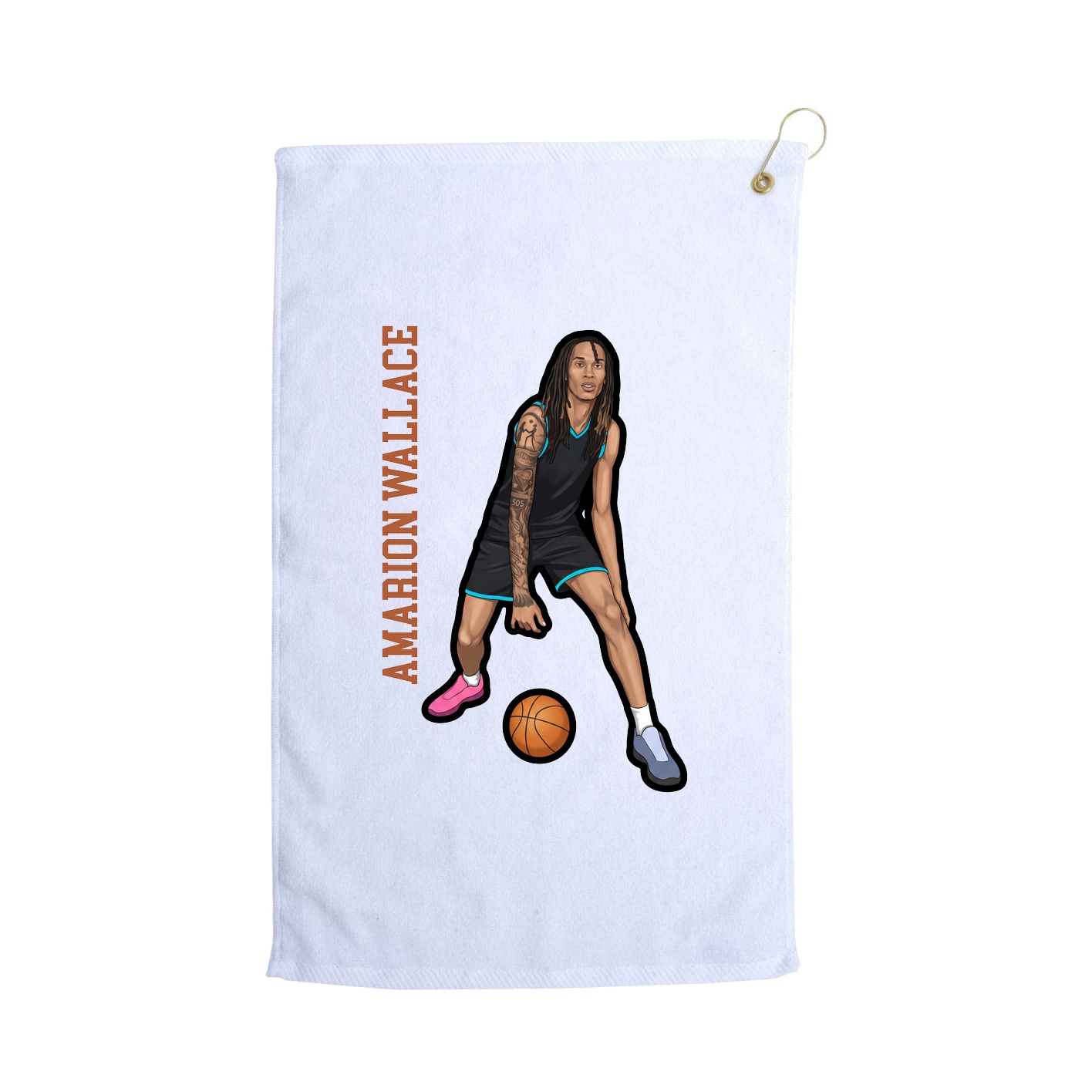 Golf Towel — Name Vertical in White