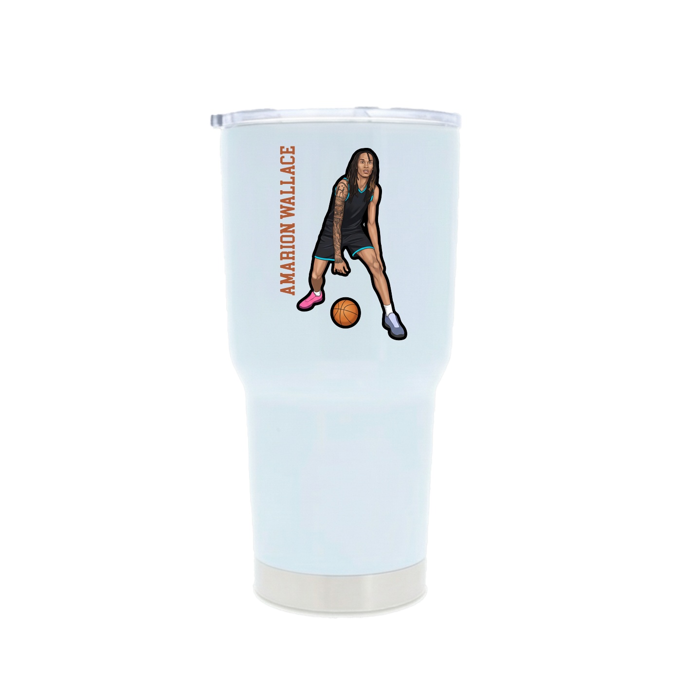 30oz Stainless Steel Tumbler — Name Vertical in White