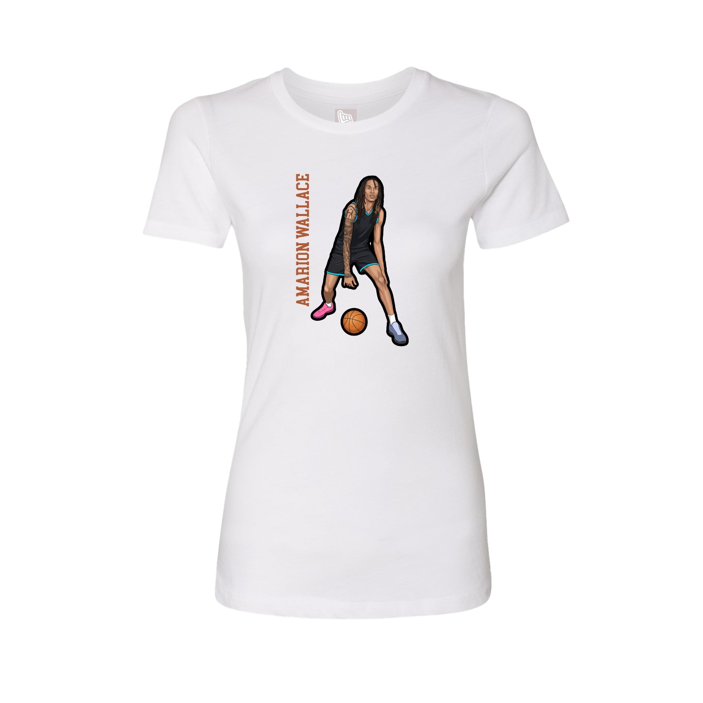 Fitted Women's Tee — Name Vertical in White