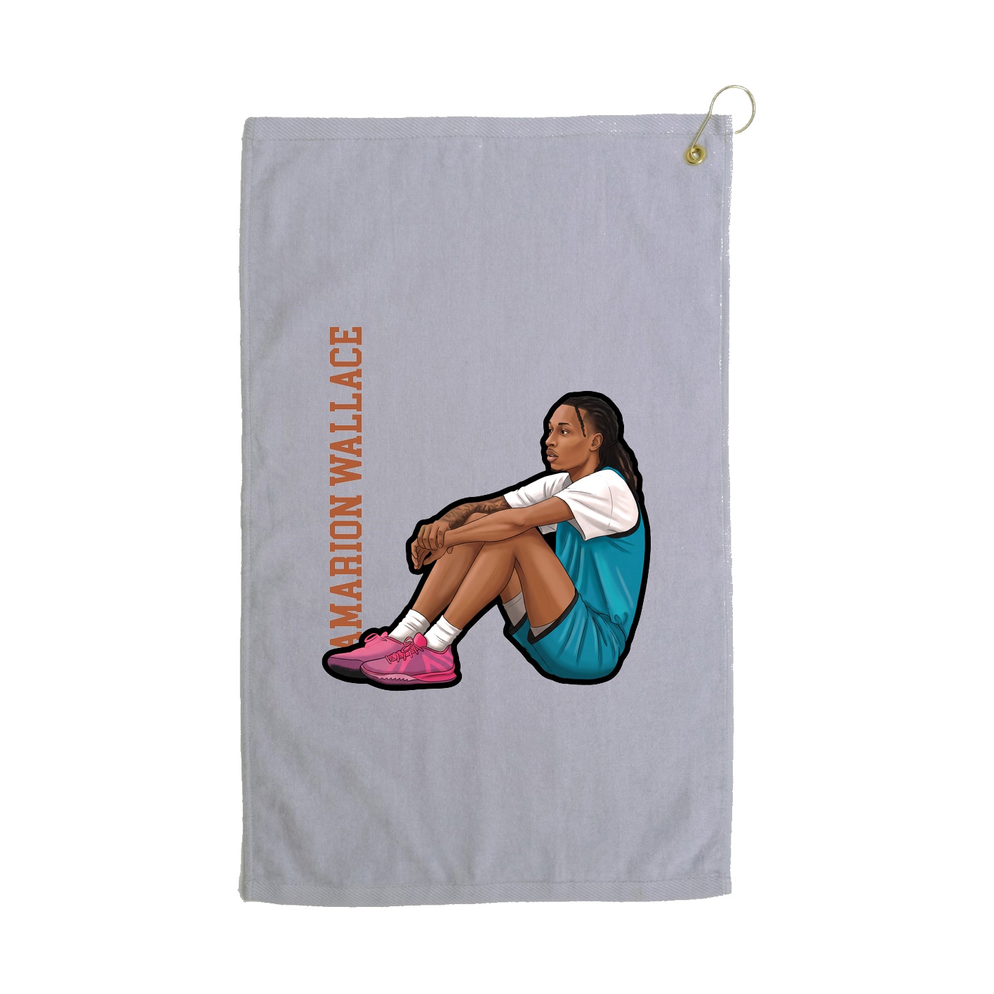 Golf Towel — Name Vertical in Grey