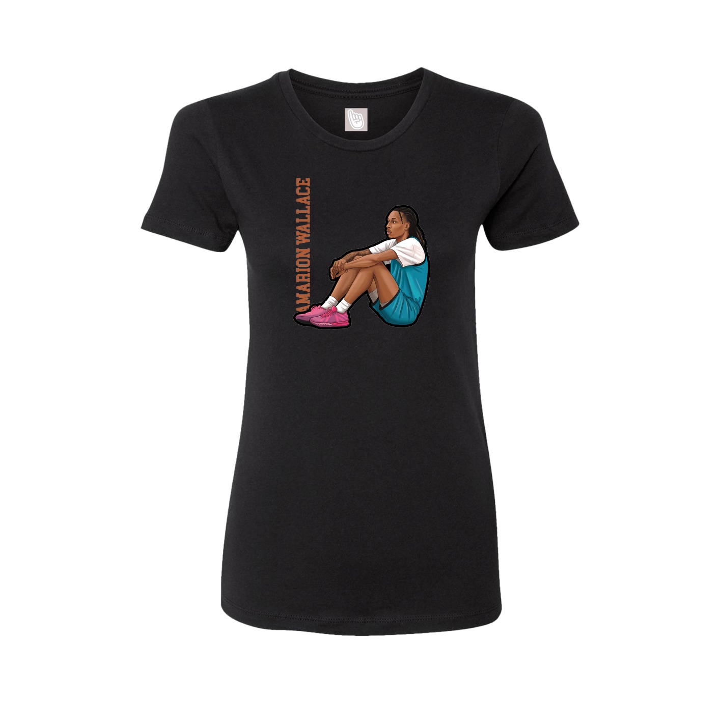 Fitted Women's Tee — Name Vertical in Black