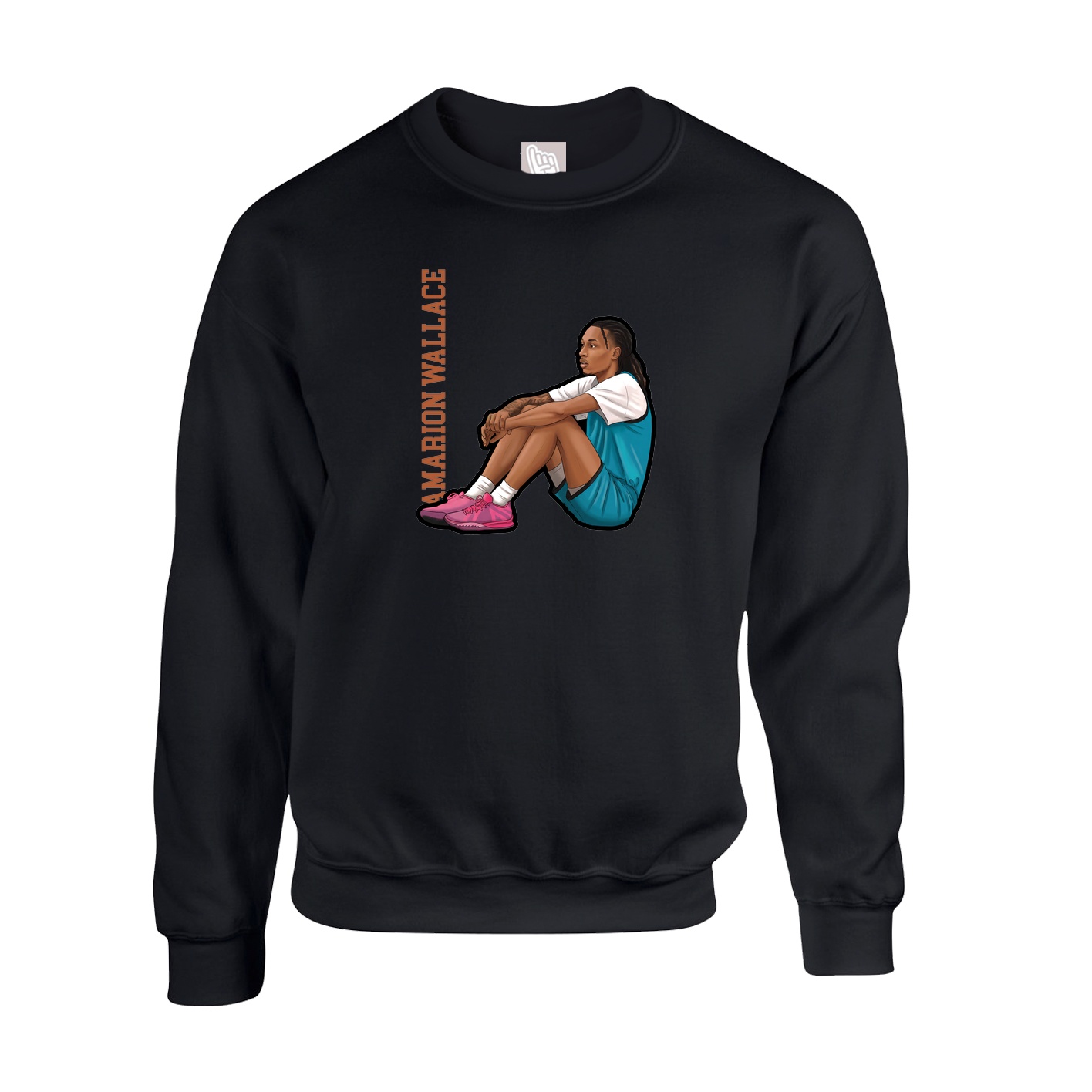 Fleece Crew — Name Vertical in Black