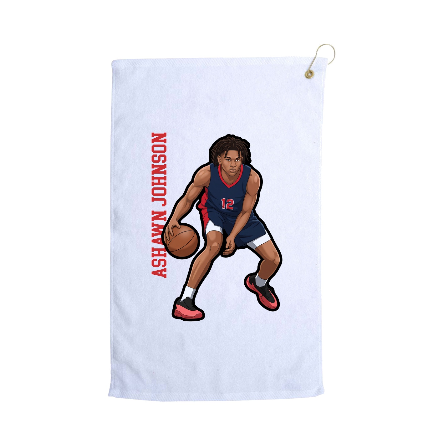 Golf Towel — Name Vertical in White