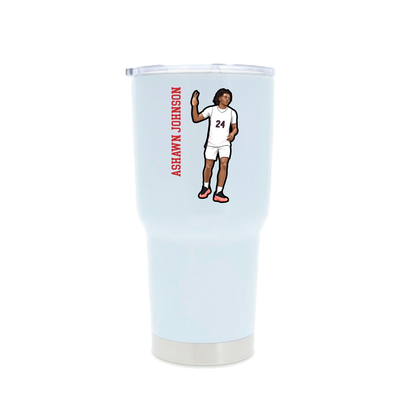 30oz Stainless Steel Tumbler — Name Vertical in White