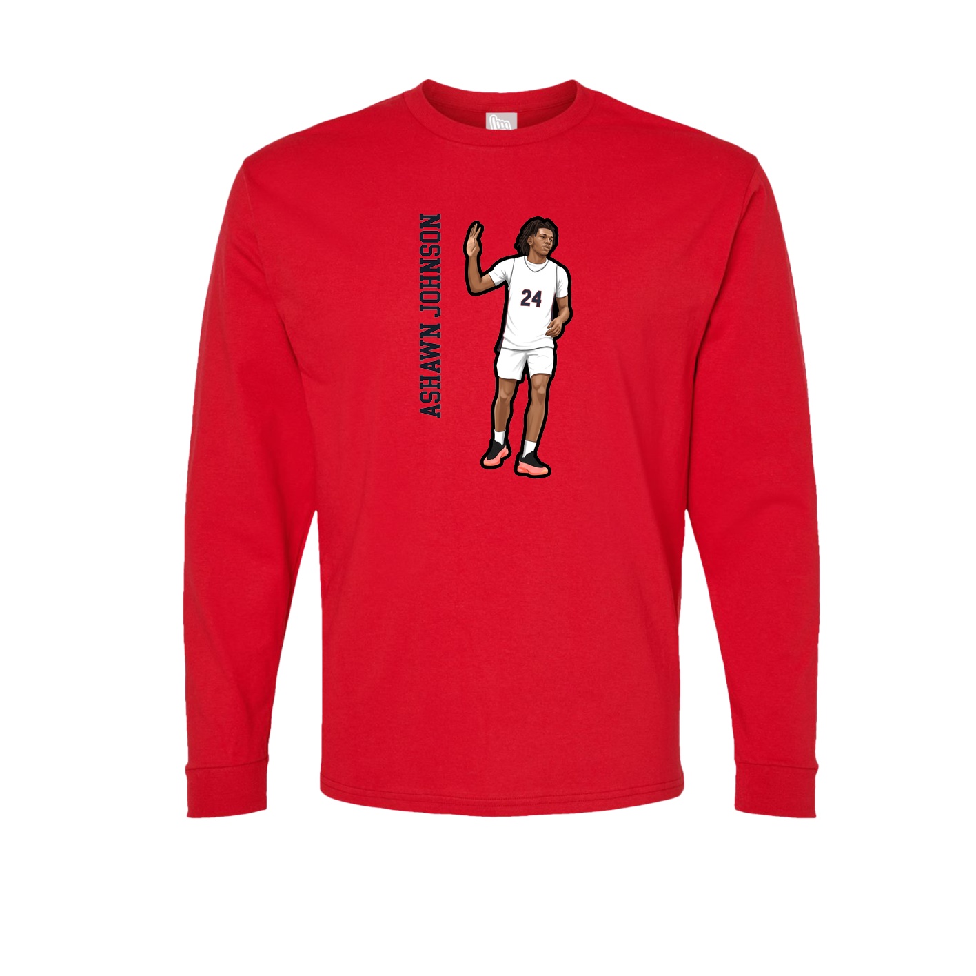 Long Sleeve Tee — Name Vertical in Red