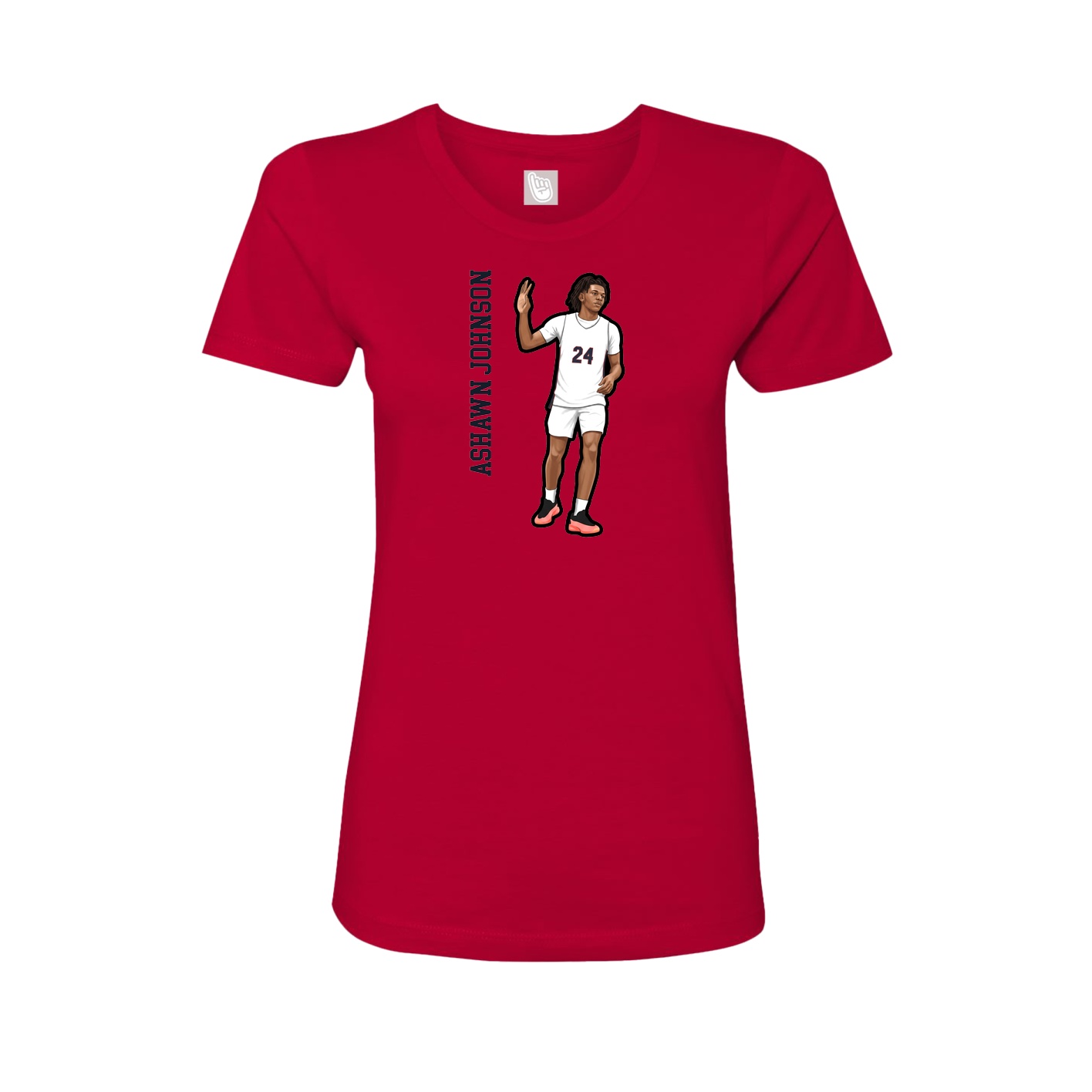 Fitted Women's Tee — Name Vertical in Red