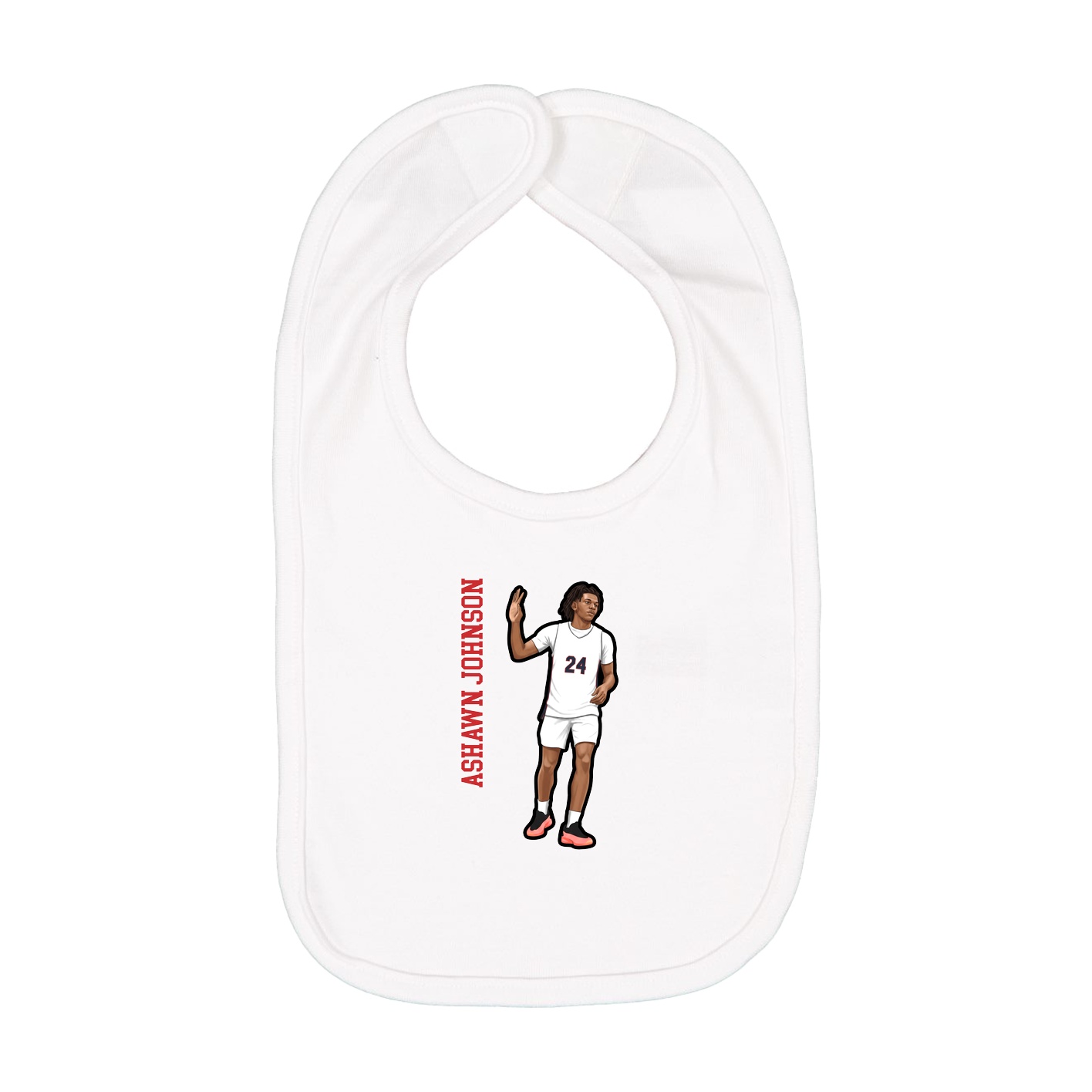 Infant Bib — Name Vertical in White