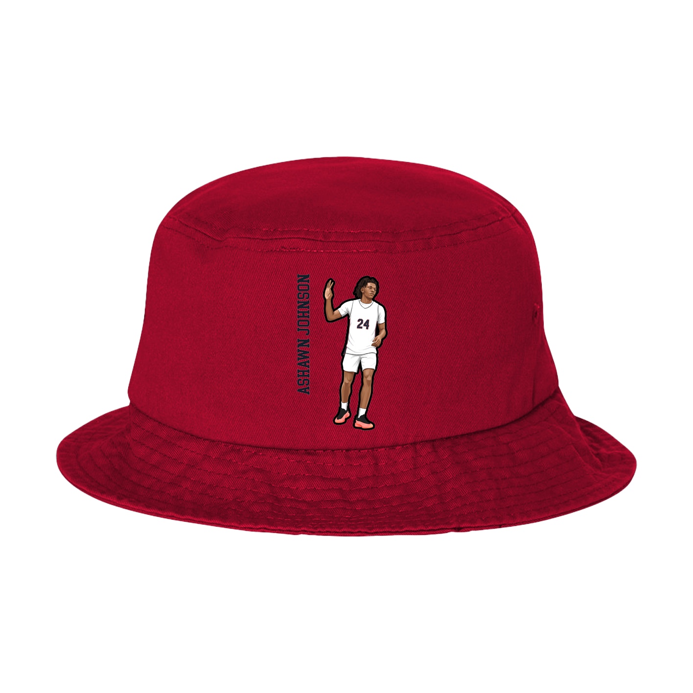 Bucket Cap — Name Vertical in Red