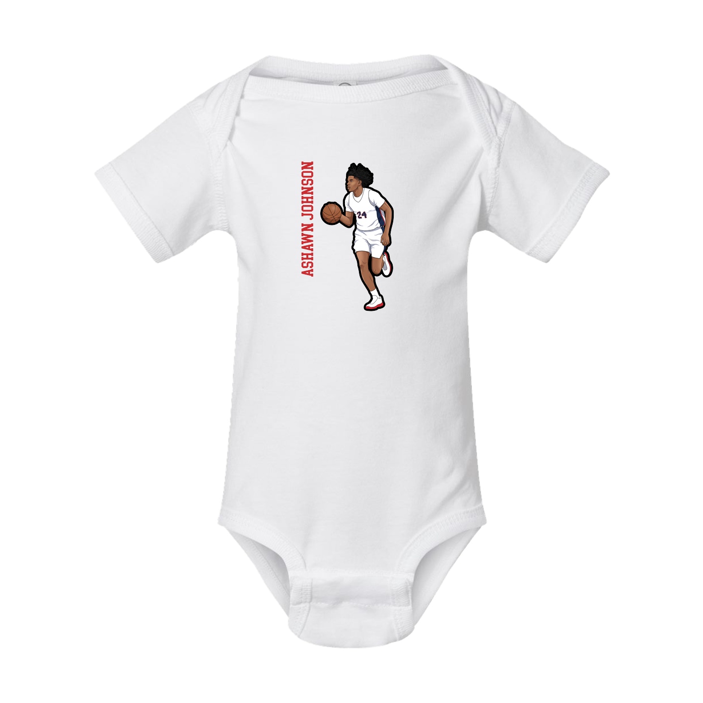 Baby Onesie — Name Vertical in White