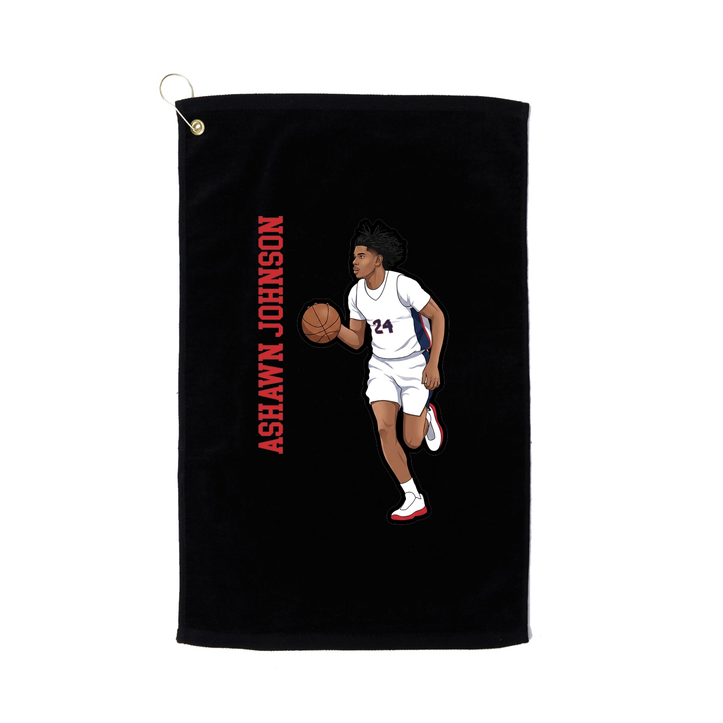 Golf Towel — Name Vertical in Black