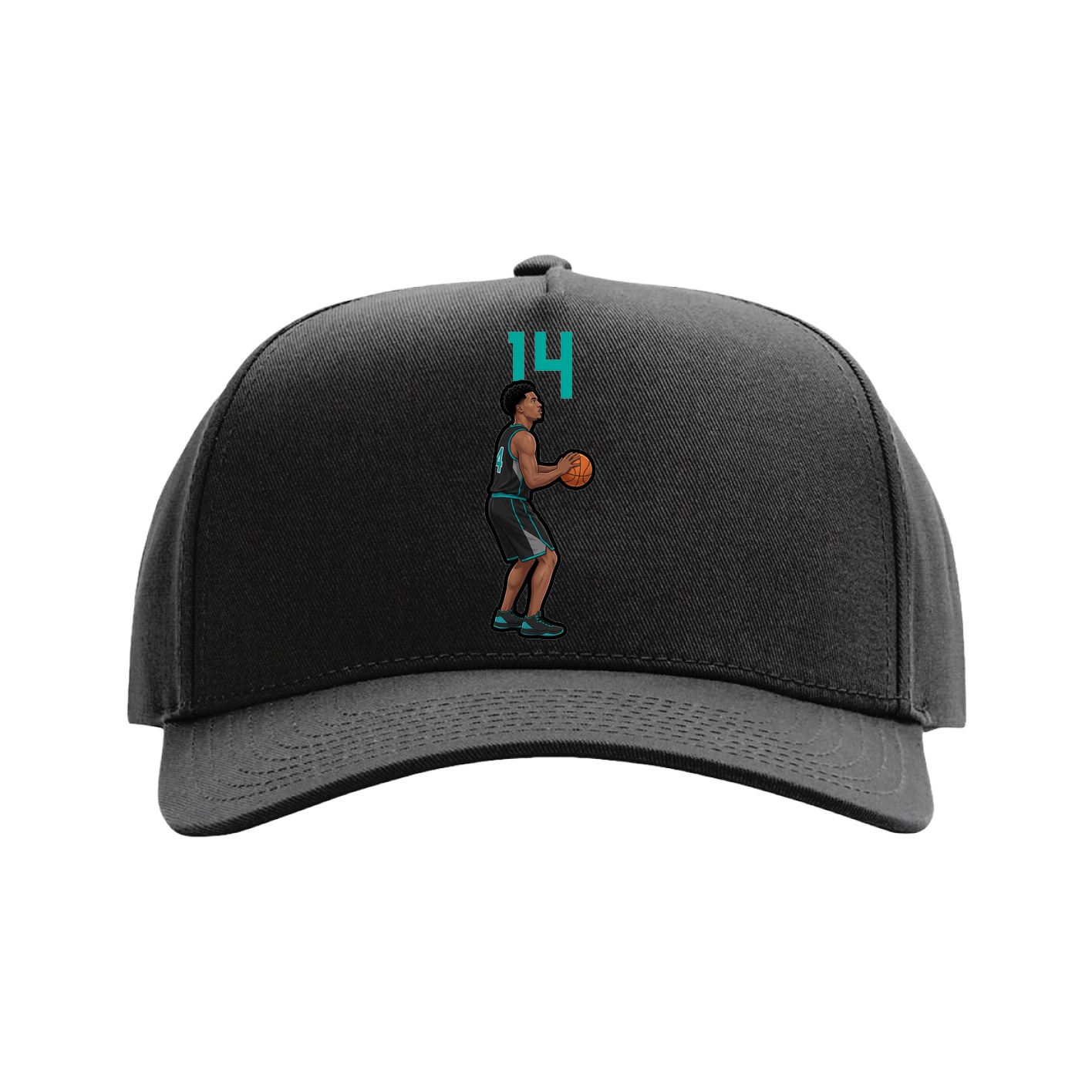 Full Fabric Five-Panel Champ Cap — Number Top in Black