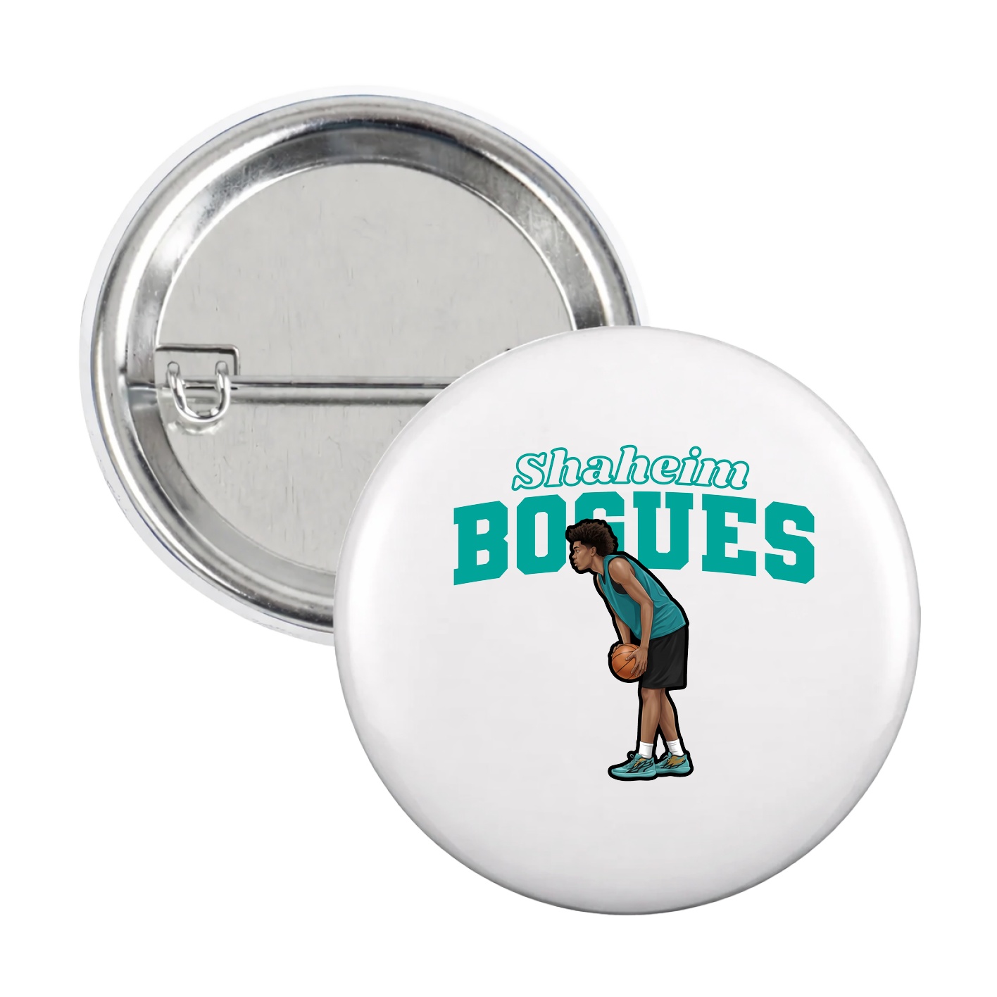 Game Day Button — Name Arch in White