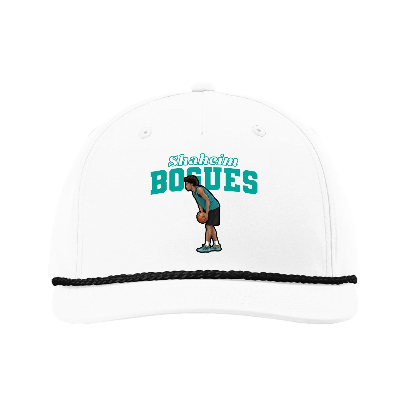 Five-Panel Classic Rope Cap — Name Arch in White