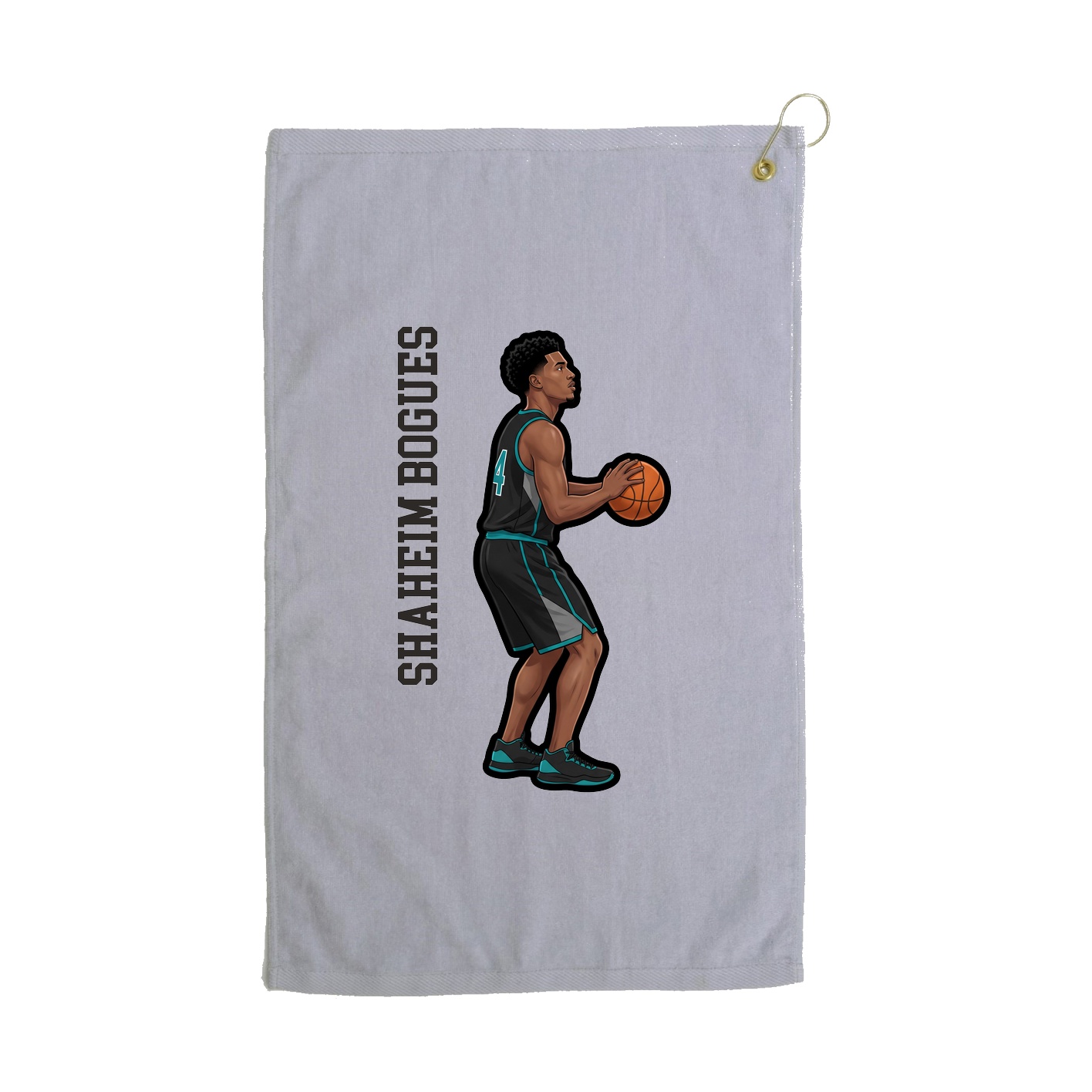 Golf Towel — Name Vertical in Grey