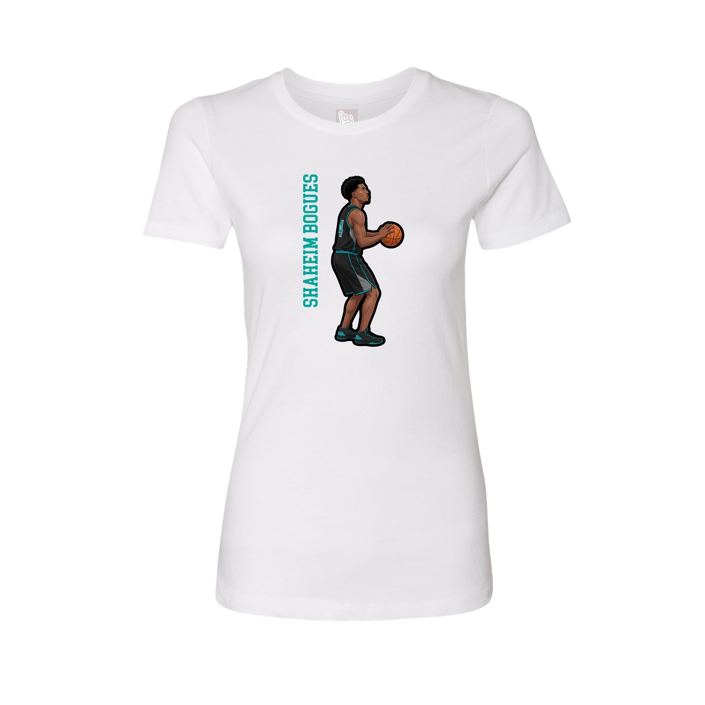 Fitted Women's Tee — Name Vertical in White