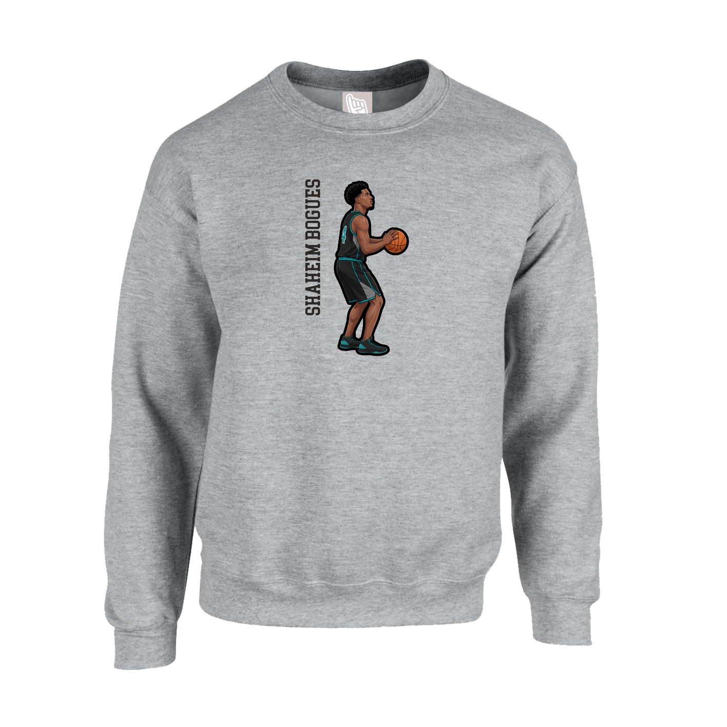 Fleece Crew — Name Vertical in Grey