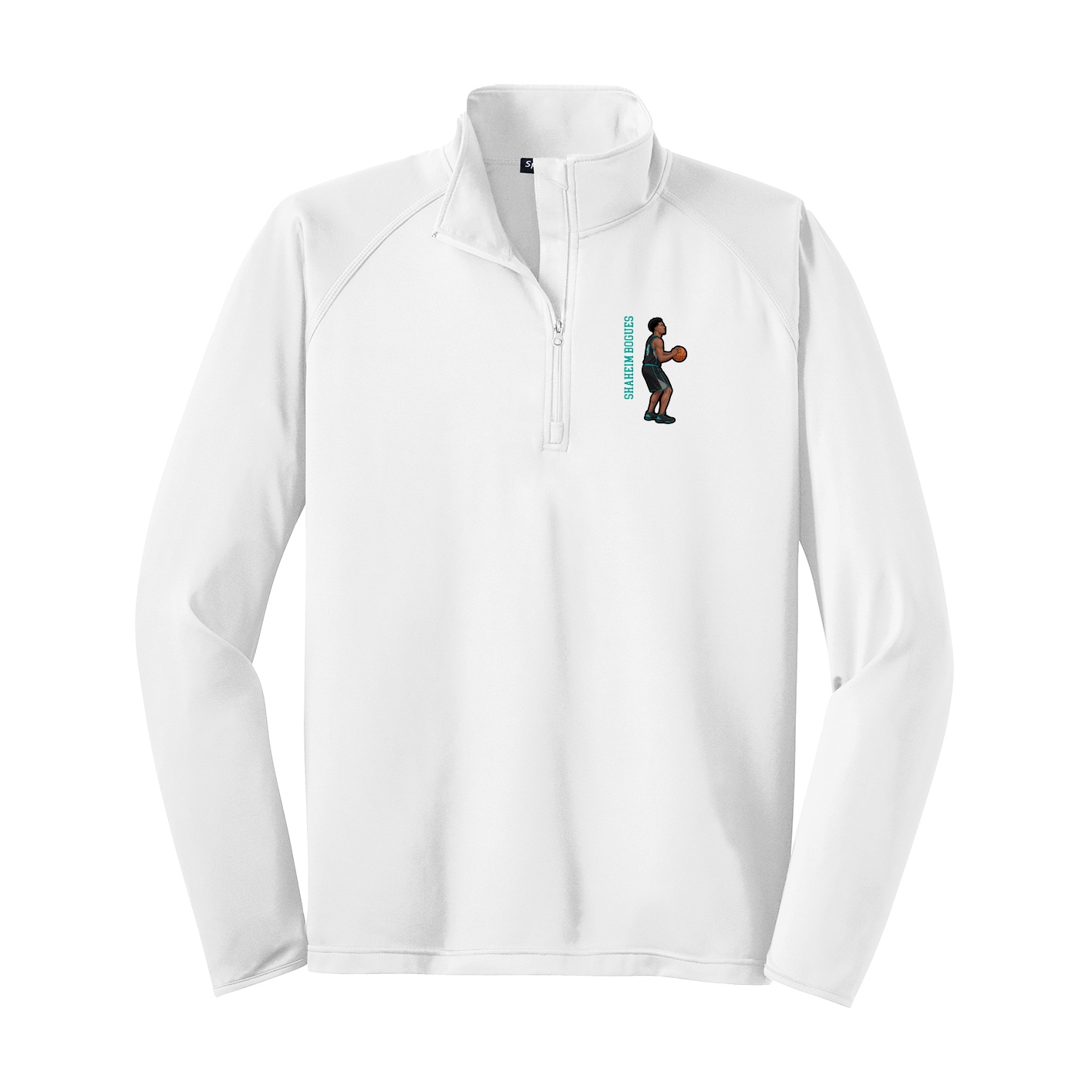 Q-Zip Pullover — Name Vertical in White