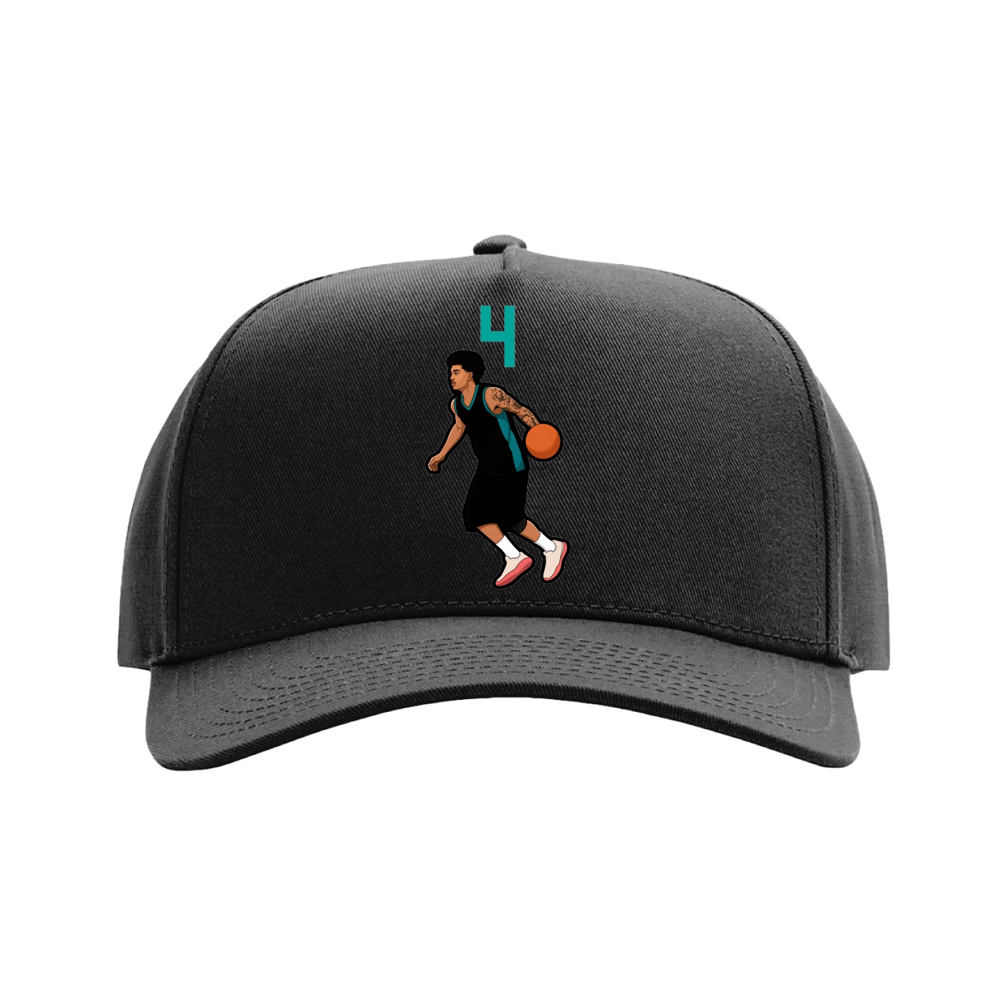 Full Fabric Five-Panel Champ Cap — Number Top in Black