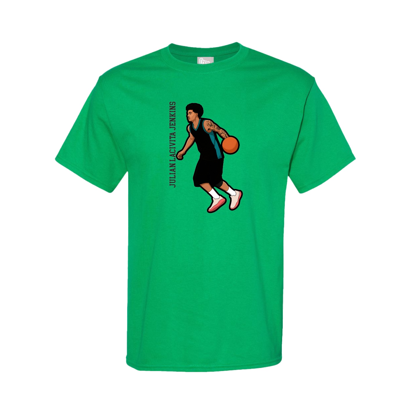 Youth Tee — Name Vertical in Green
