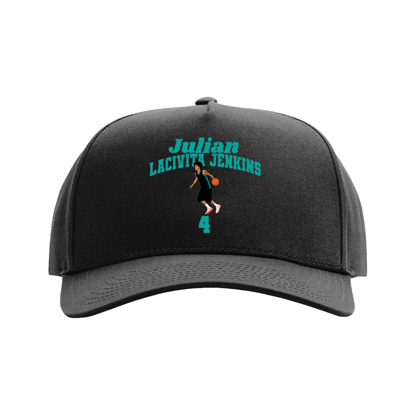 Full Fabric Five-Panel Champ Cap — Signature Arch in Black