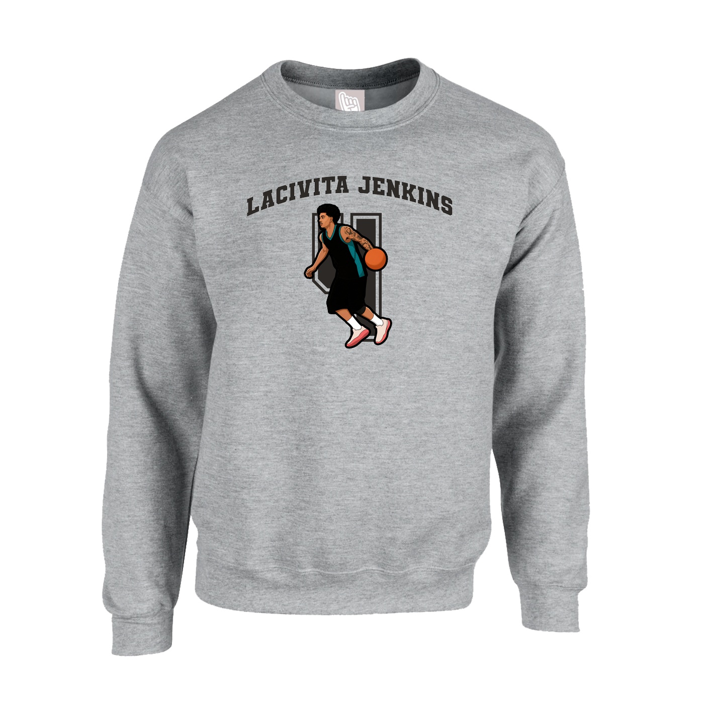 Fleece Crew — Number in Grey