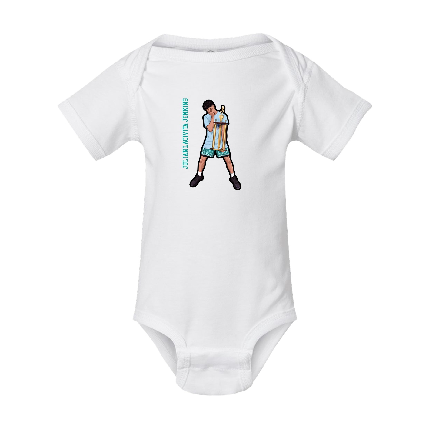 Baby Onesie — Name Vertical in White