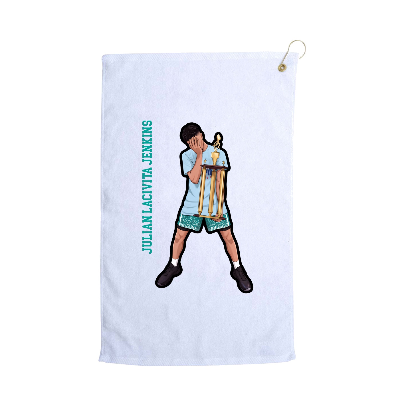 Golf Towel — Name Vertical in White