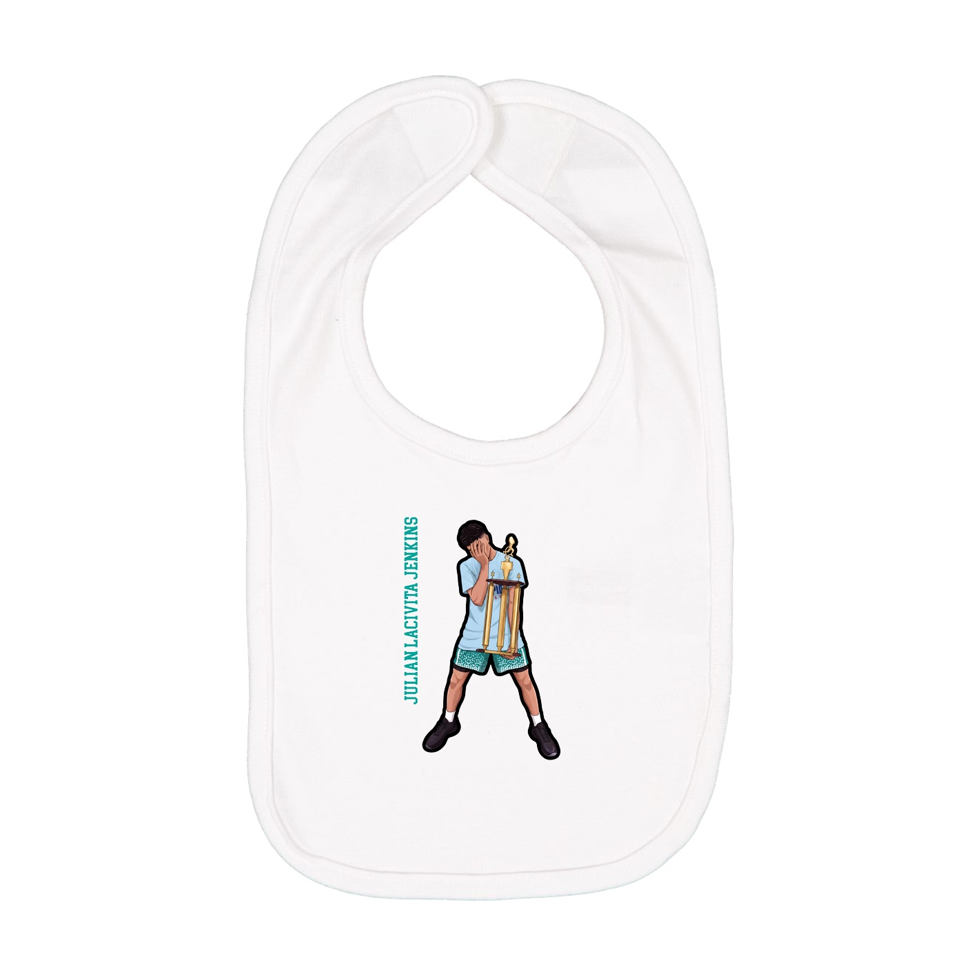 Infant Bib — Name Vertical in White