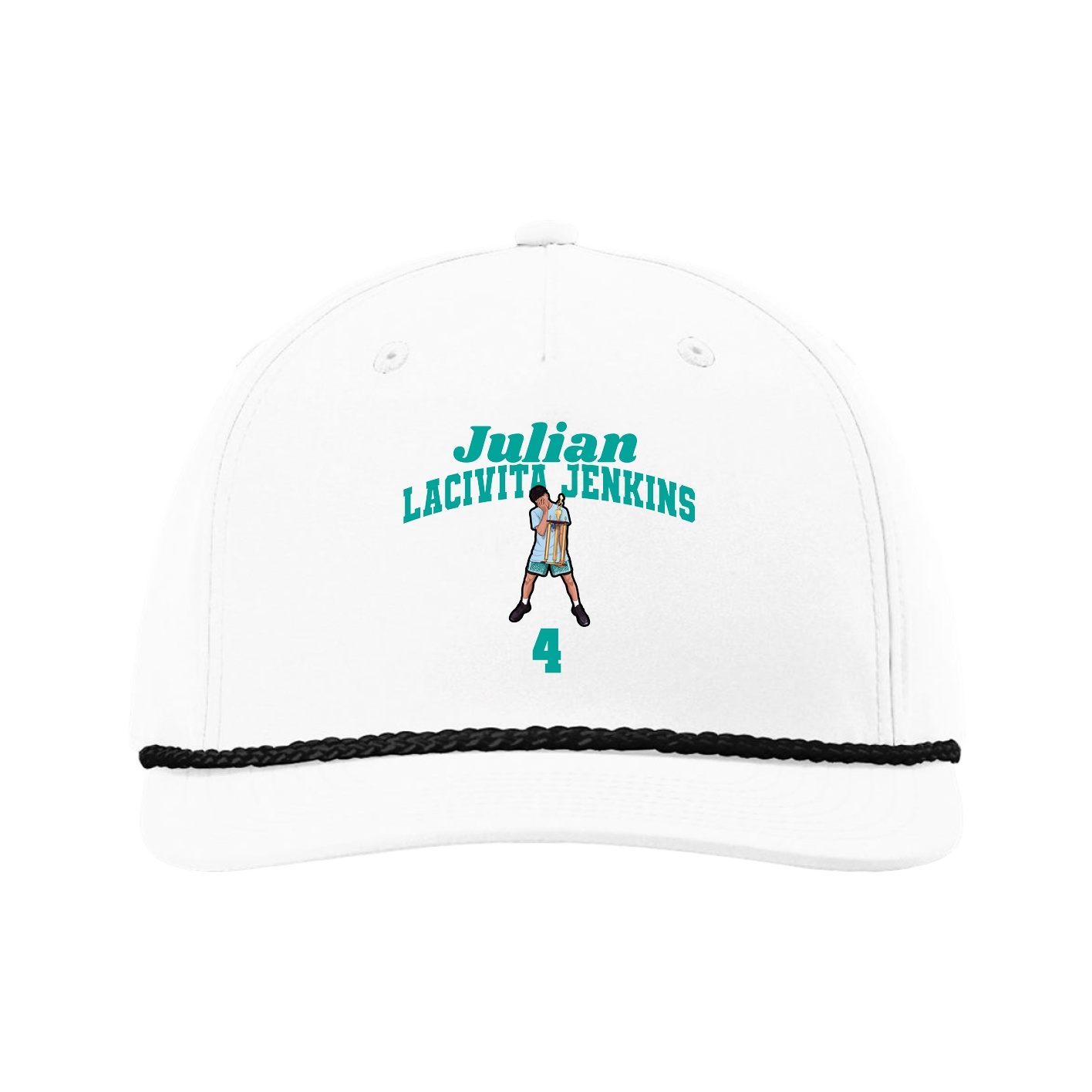 Five-Panel Classic Rope Cap — Signature Arch in White