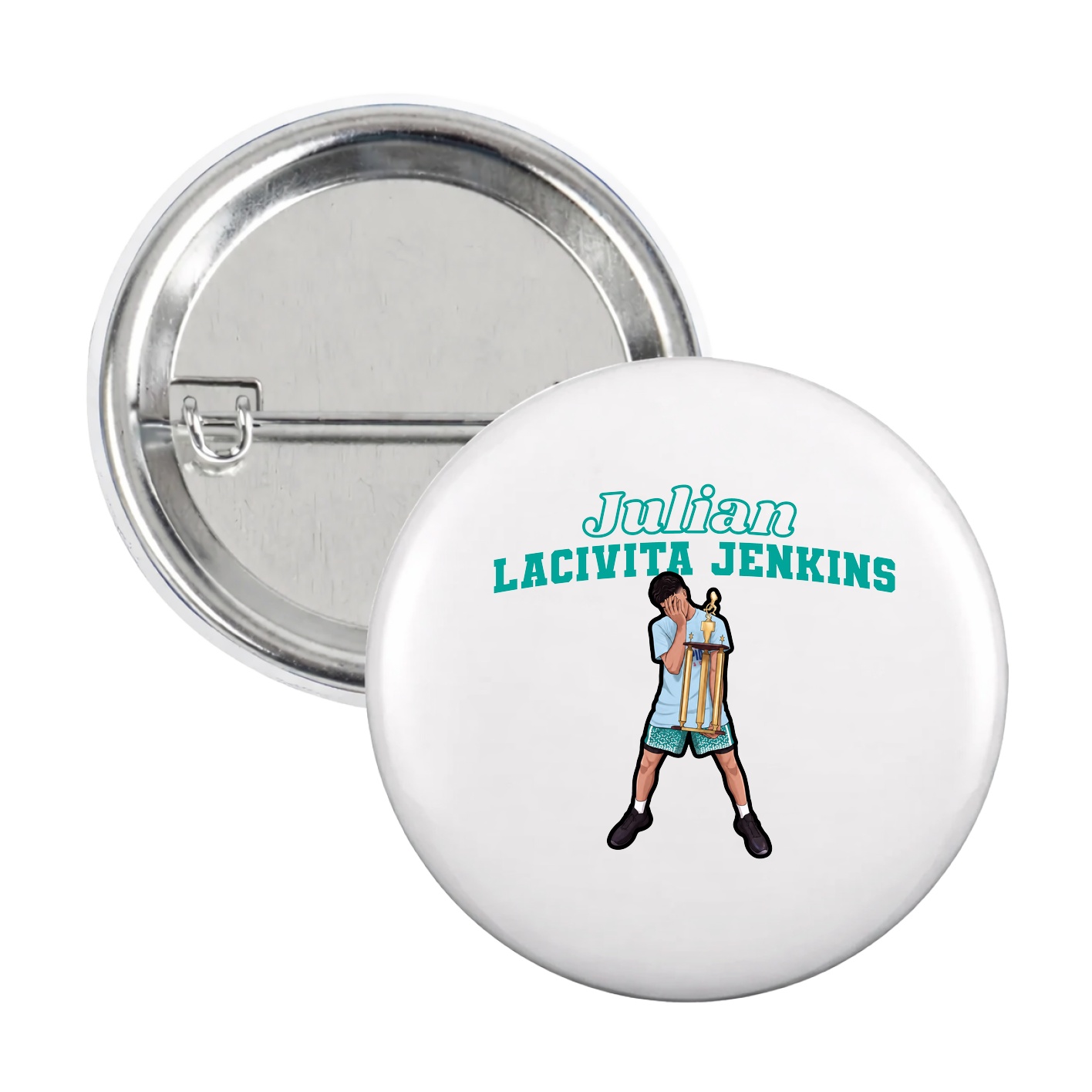 Game Day Button — Name Arch in White