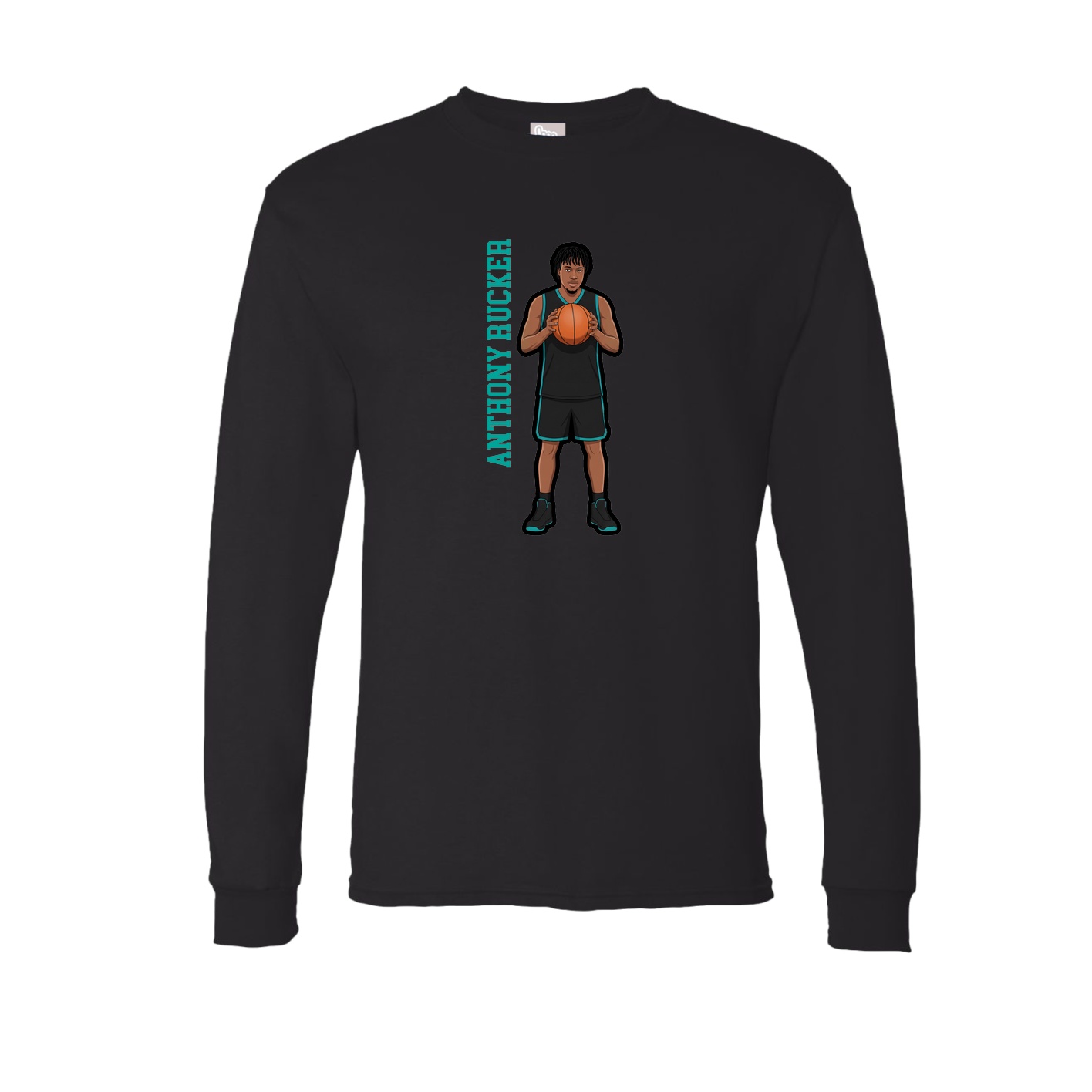 Long Sleeve Tee — Name Vertical in Black