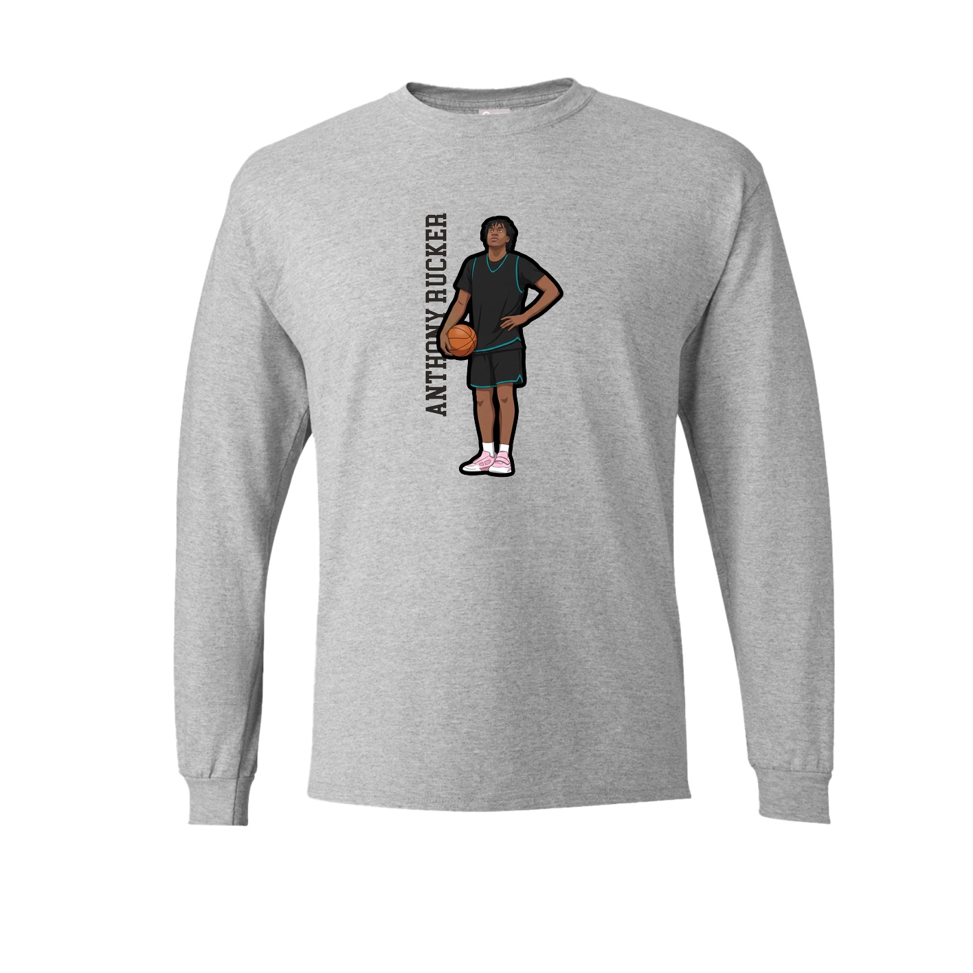 Long Sleeve Tee — Name Vertical in Grey