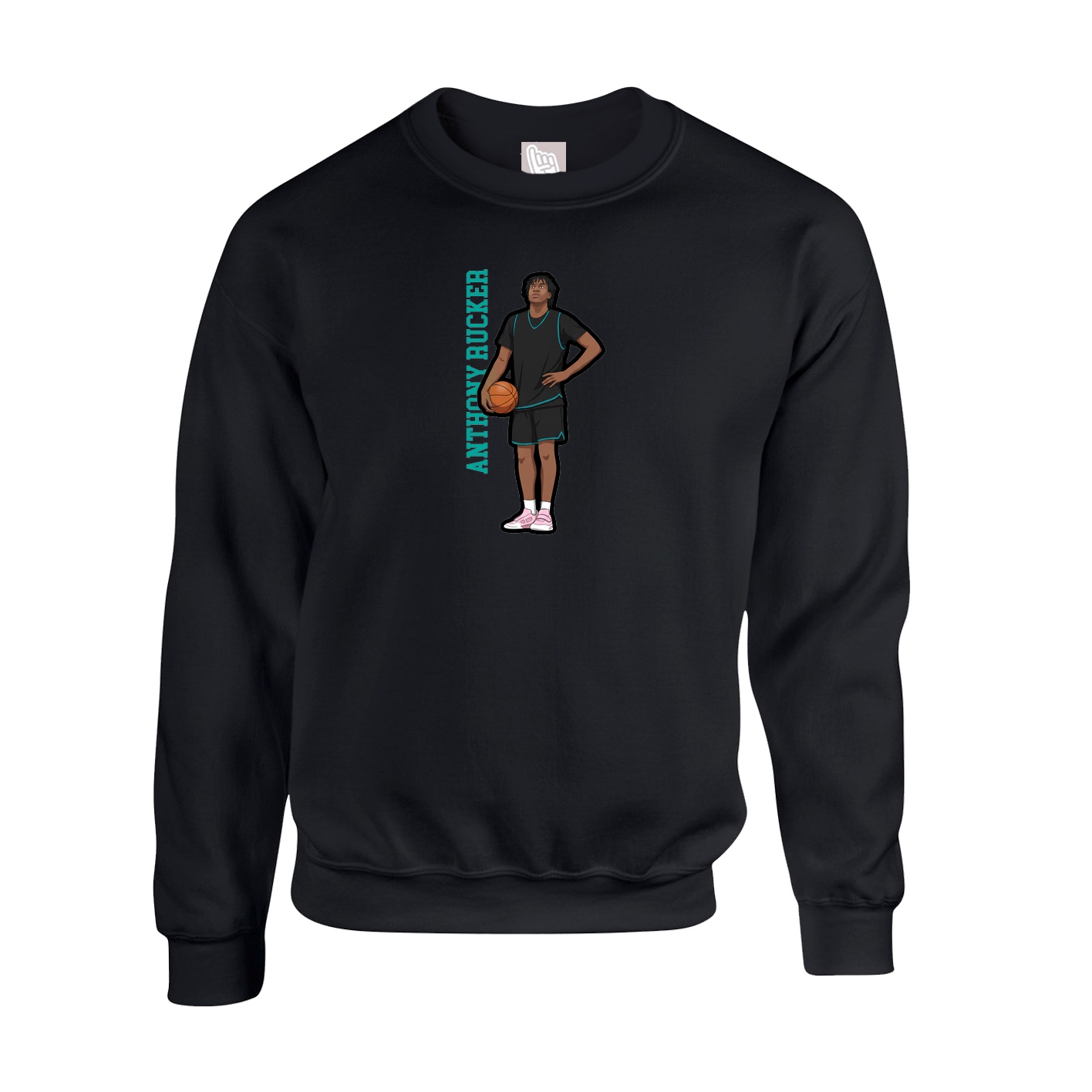 Fleece Crew — Name Vertical in Black