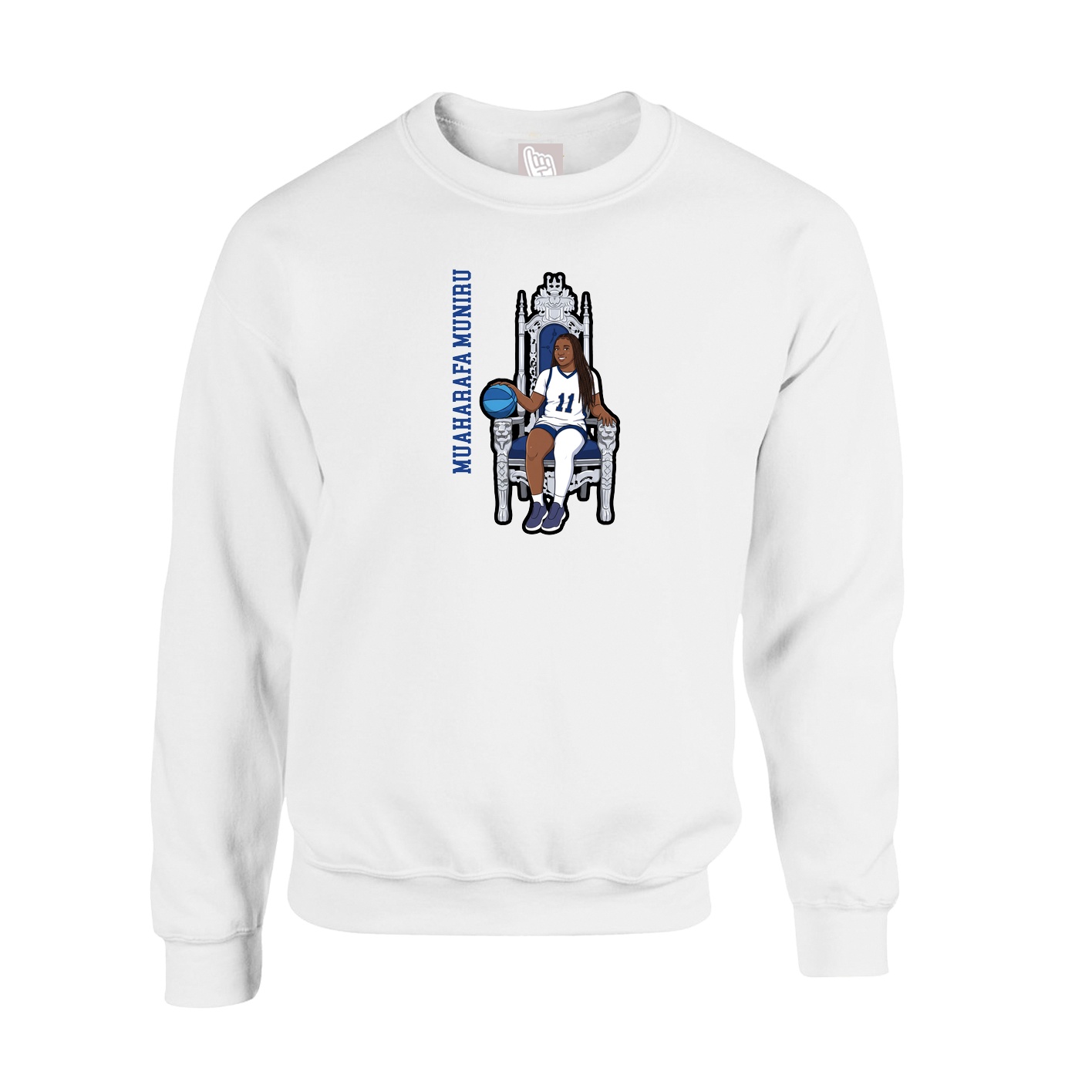 Fleece Crew — Name Vertical in White