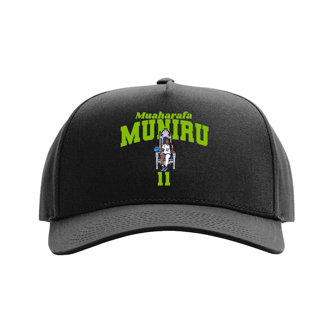 Full Fabric Five-Panel Champ Cap — Signature Arch in Black